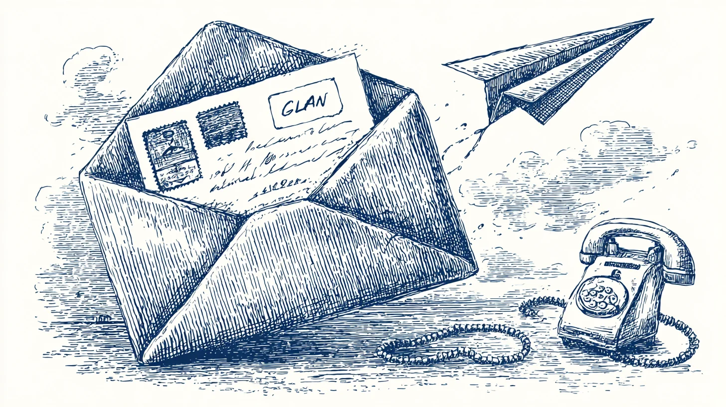 Envelope with paper airplane representing reaching out to contact